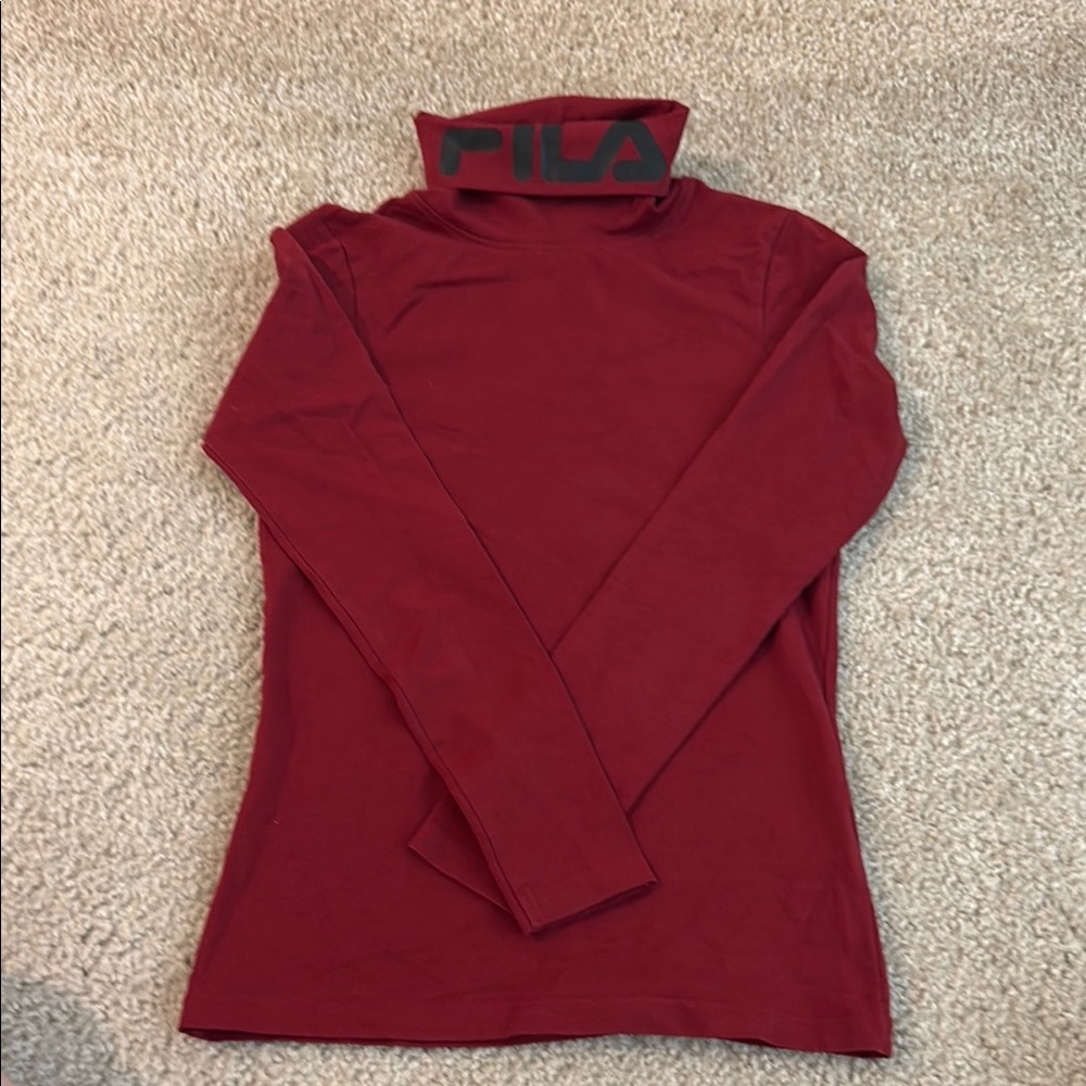 FILA Maroon Turtleneck Long Sleeve Top XS